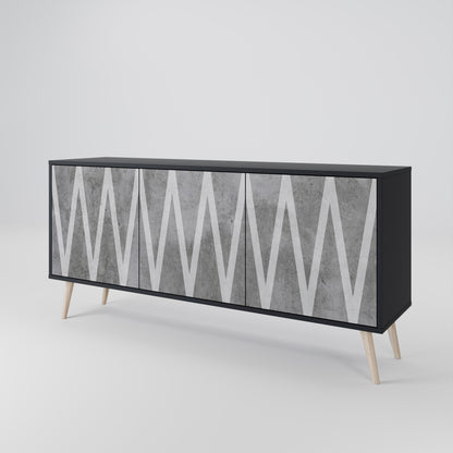 SOLID ZIG ZAG 3-dörrars skänk i svart finish