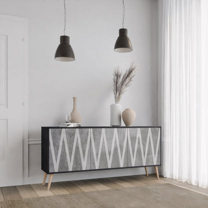 SOLID ZIG ZAG 3-dörrars skänk i svart finish