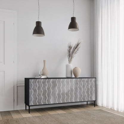 VÅGOR AV BETONG 3-dörrars skänk i svart finish