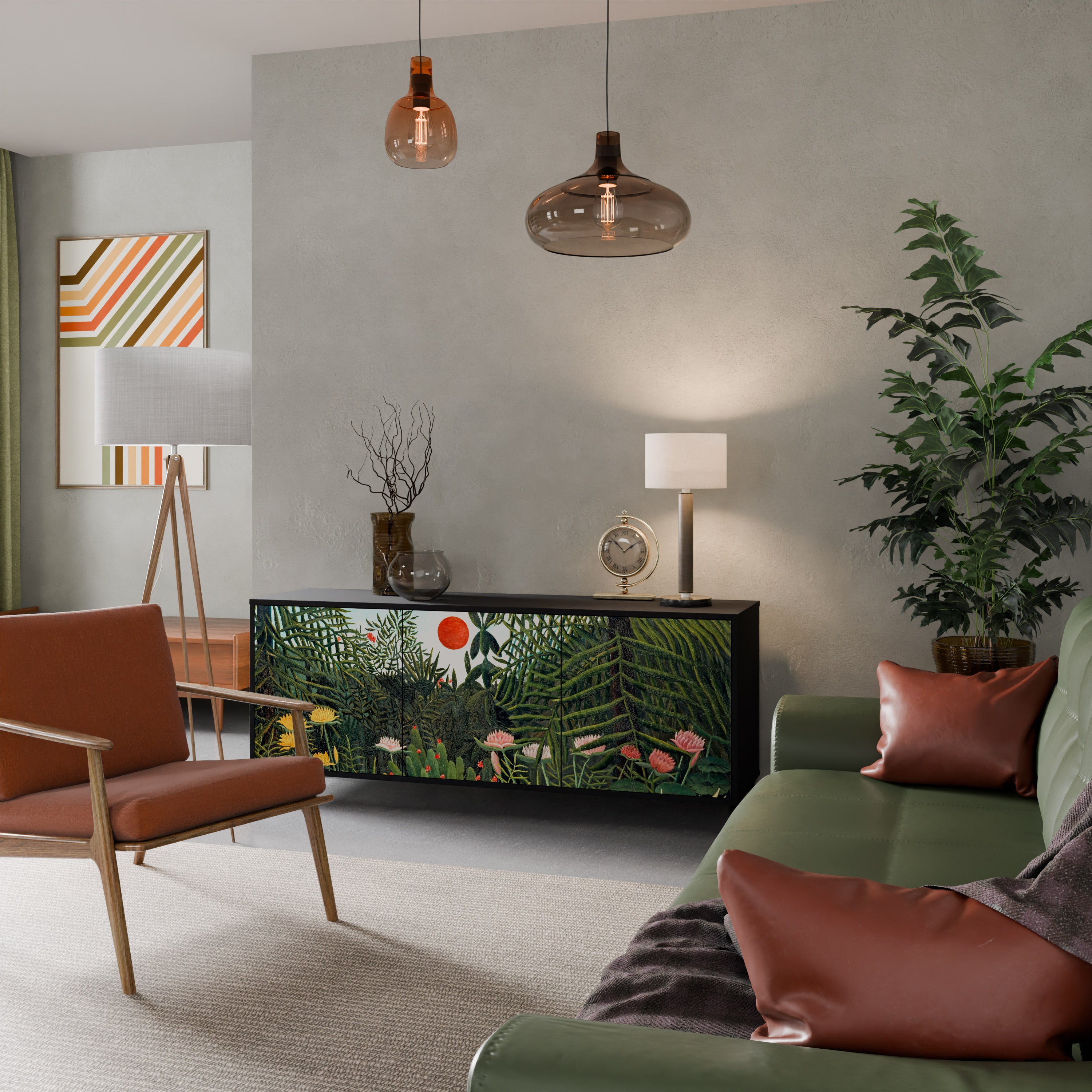 VIRGIN SKOG MED SUNSET 3-dörrars skänk i svart finish