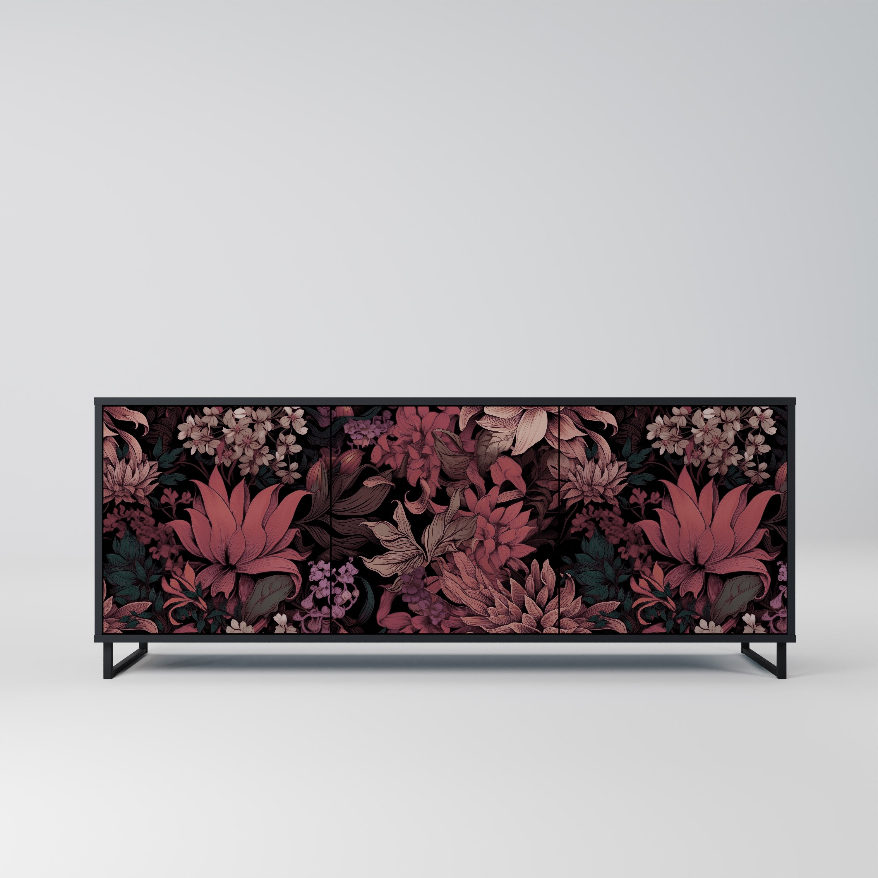 FLORAL WHISPER 3-dörrars skänk i svart finish