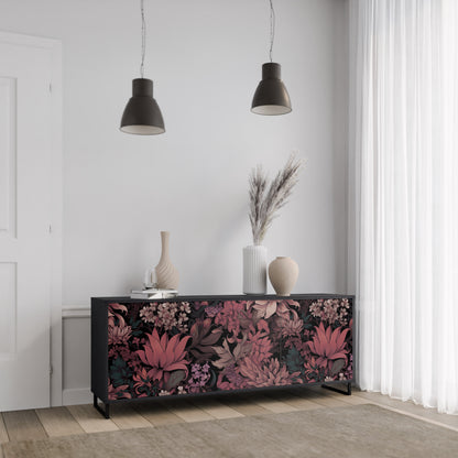 FLORAL WHISPER 3-dörrars skänk i svart finish
