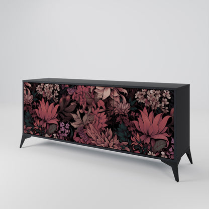 FLORAL WHISPER 3-dörrars skänk i svart finish