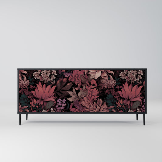 FLORAL WHISPER 3-dörrars skänk i svart finish