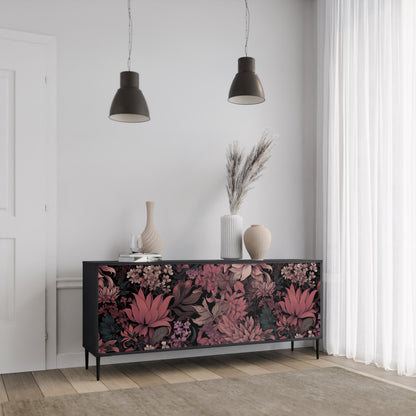 FLORAL WHISPER 3-dörrars skänk i svart finish