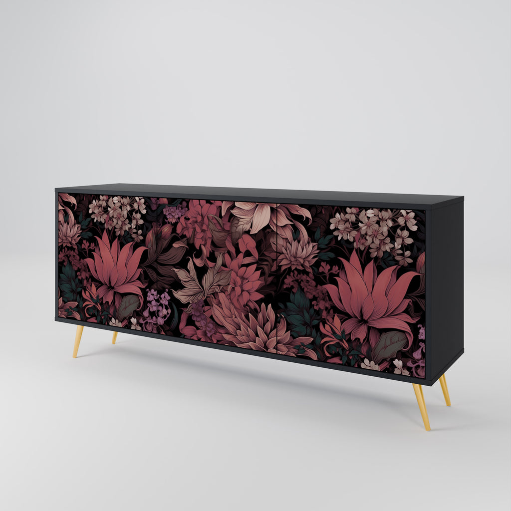 FLORAL WHISPER 3-dörrars skänk i svart finish