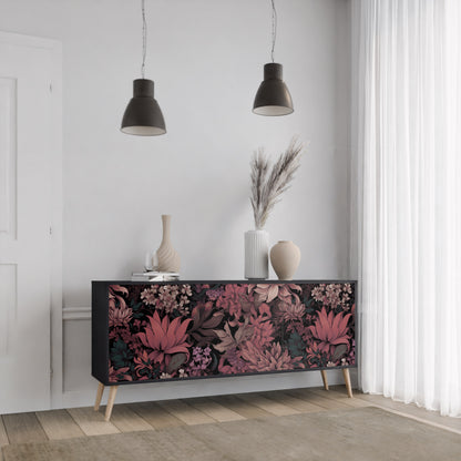 FLORAL WHISPER 3-dörrars skänk i svart finish