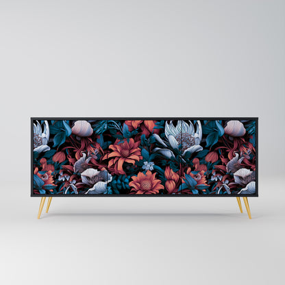 ETHEREAL BLOSSOMS 3-dörrars skänk i svart finish