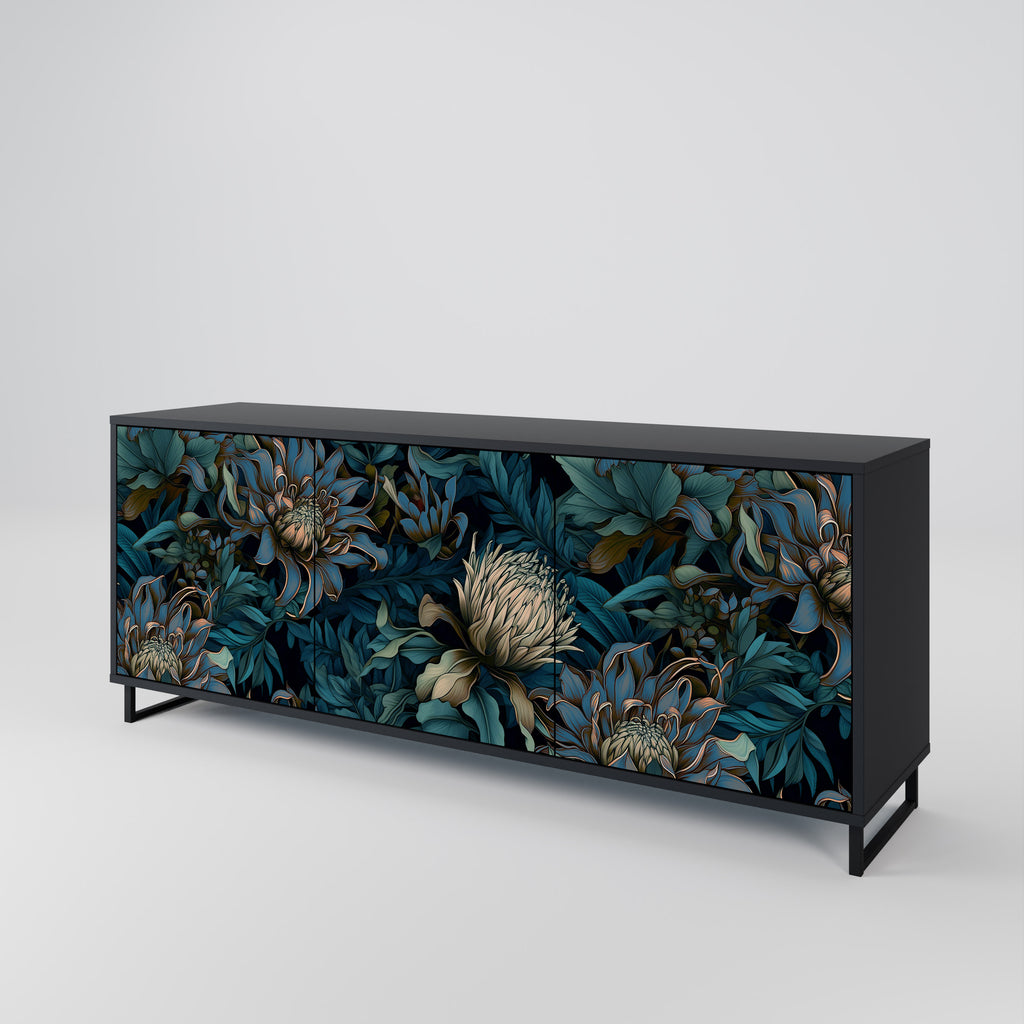TWILIGHT BLOOM 3-dörrars skänk i svart finish