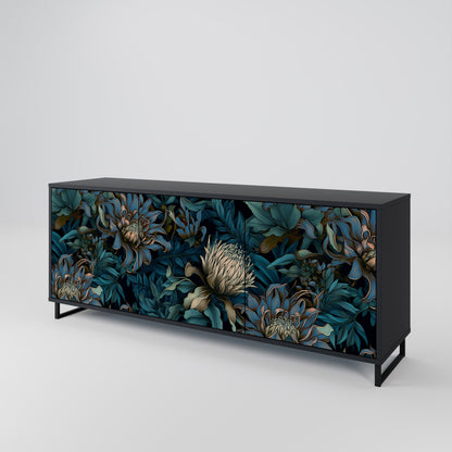 TWILIGHT BLOOM 3-dörrars skänk i svart finish