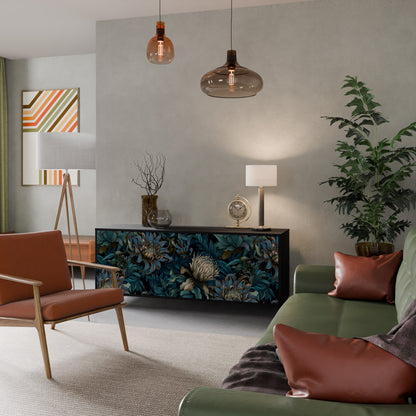 TWILIGHT BLOOM 3-dörrars skänk i svart finish