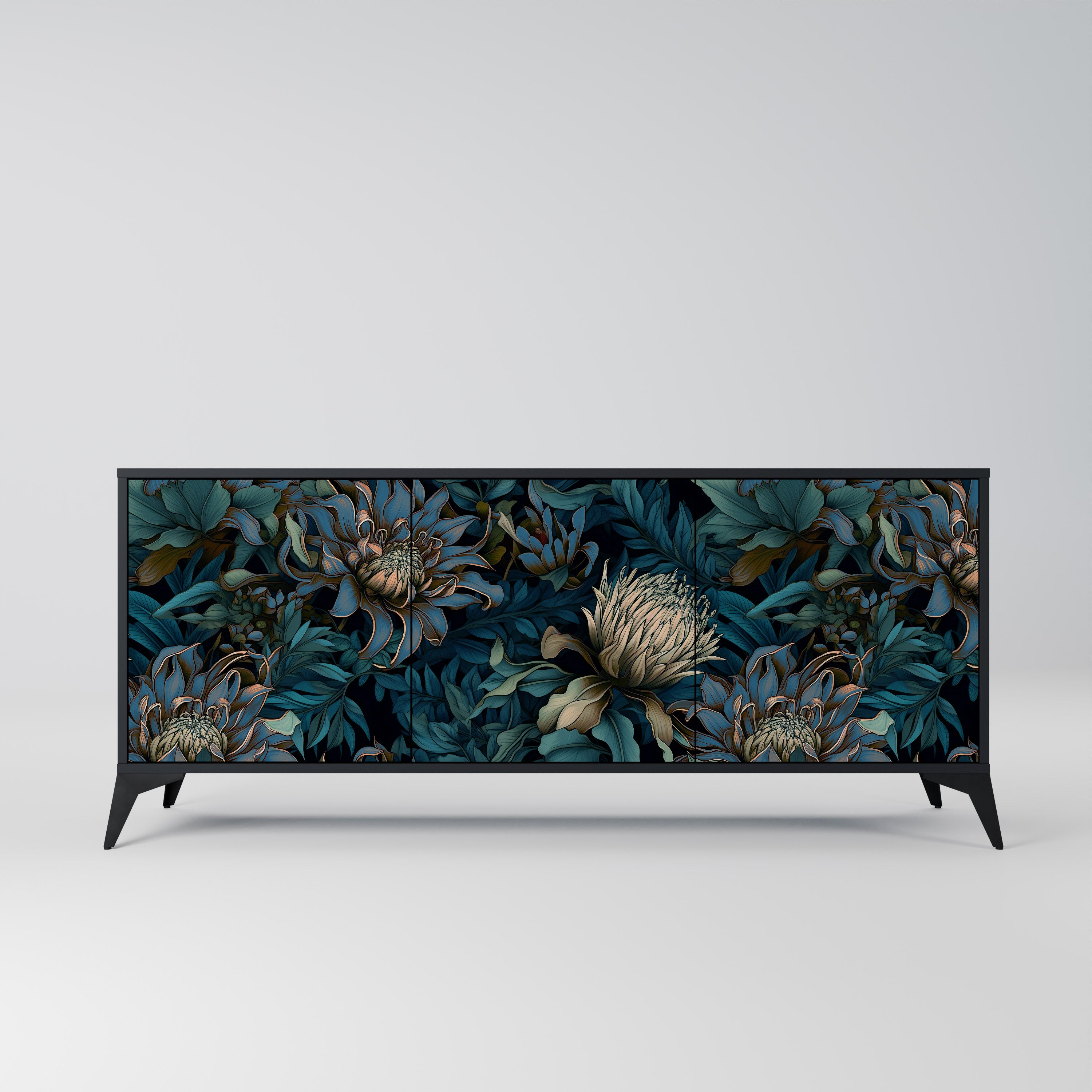 TWILIGHT BLOOM 3-dörrars skänk i svart finish