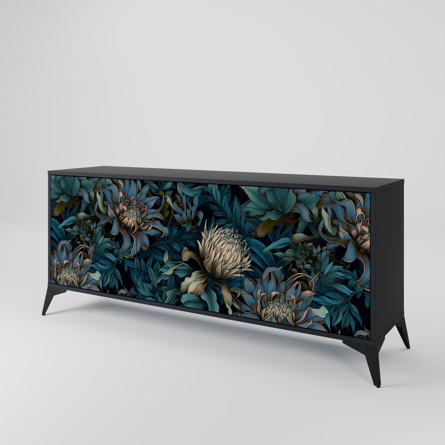 TWILIGHT BLOOM 3-dörrars skänk i svart finish