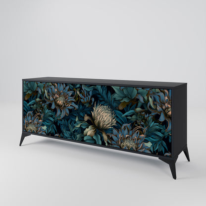 TWILIGHT BLOOM 3-dörrars skänk i svart finish