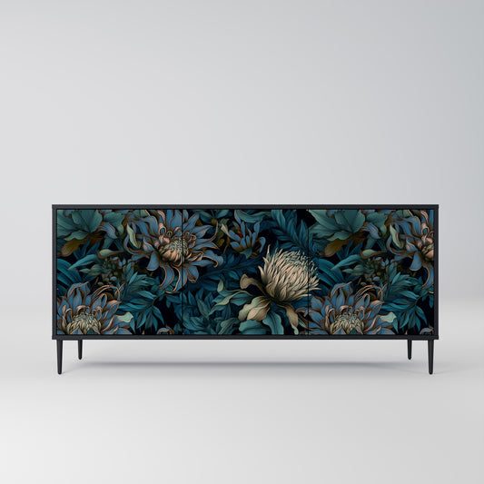 TWILIGHT BLOOM 3-dörrars skänk i svart finish