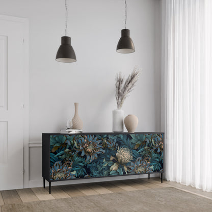 TWILIGHT BLOOM 3-dörrars skänk i svart finish