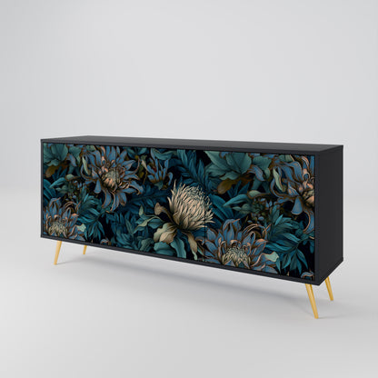 TWILIGHT BLOOM 3-dörrars skänk i svart finish