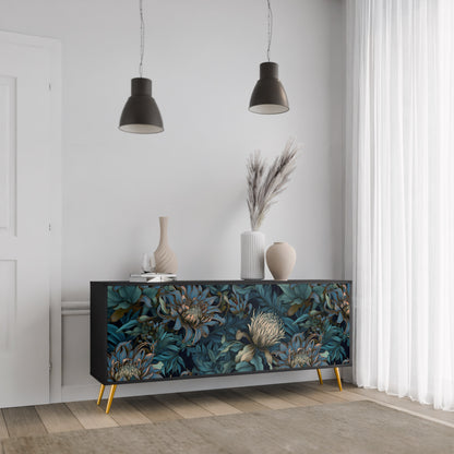 TWILIGHT BLOOM 3-dörrars skänk i svart finish