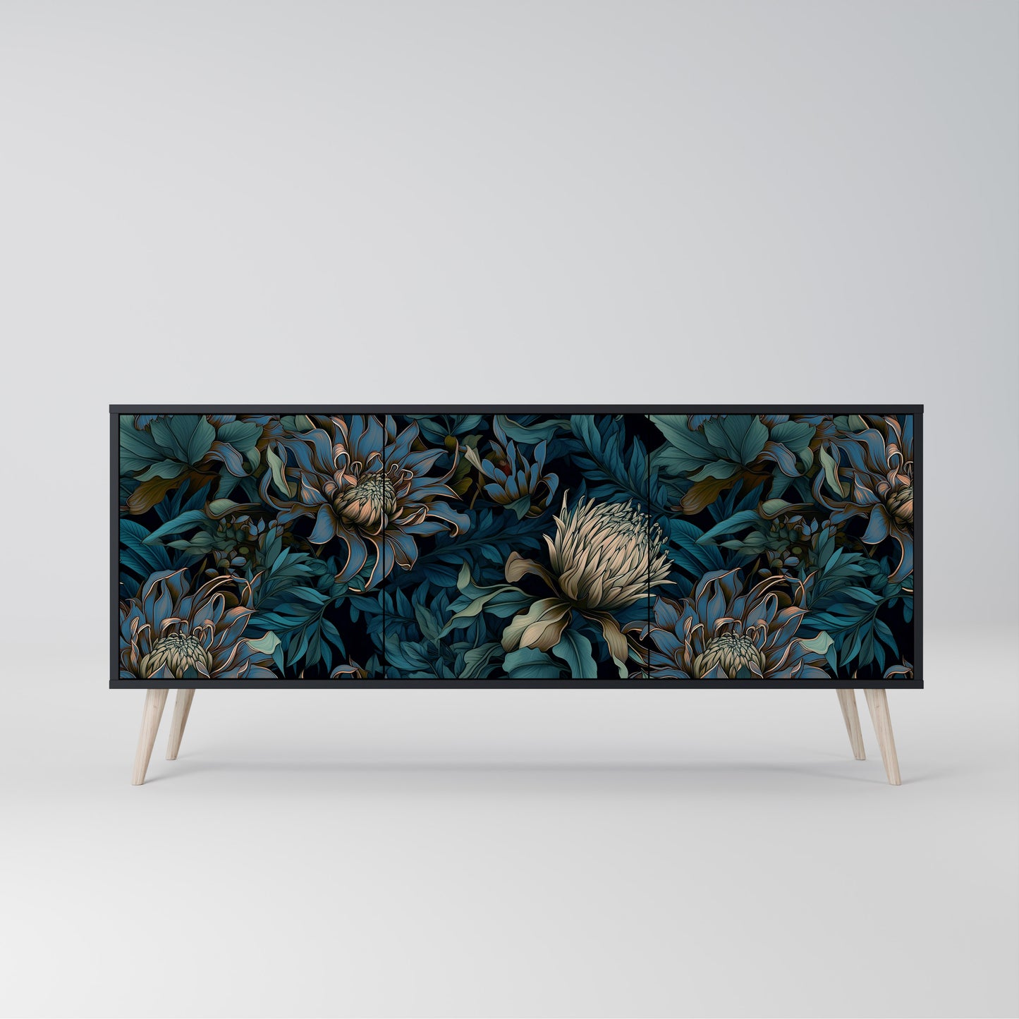 TWILIGHT BLOOM 3-dörrars skänk i svart finish