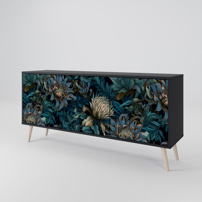TWILIGHT BLOOM 3-dörrars skänk i svart finish