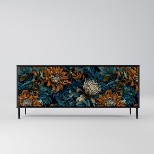 MORNING BLOOM 3-dörrars skänk i svart finish