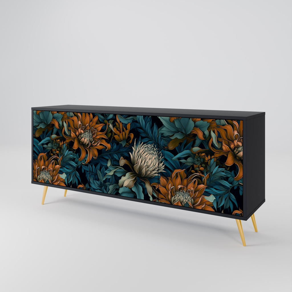 MORNING BLOOM 3-dörrars skänk i svart finish