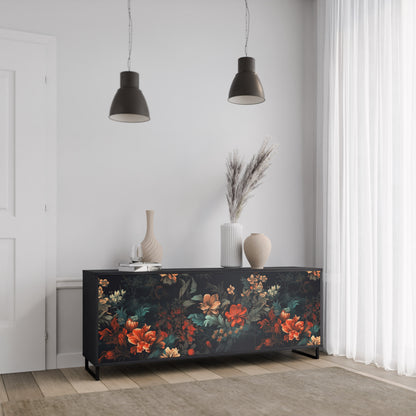 IMAGINARY BLOSSOM 3-dörrars skänk i svart finish