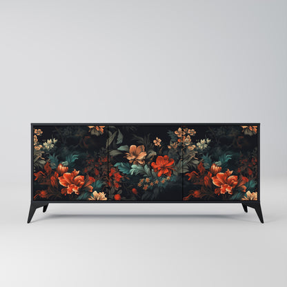 IMAGINARY BLOSSOM 3-dörrars skänk i svart finish