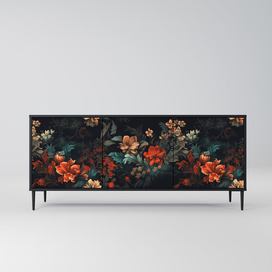 IMAGINARY BLOSSOM 3-dörrars skänk i svart finish