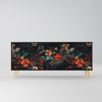 IMAGINARY BLOSSOM 3-dörrars skänk i svart finish