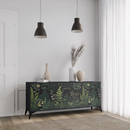 FERN FLOWERS 3-dörrars skänk i svart finish