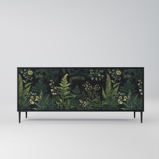 FERN FLOWERS 3-dörrars skänk i svart finish