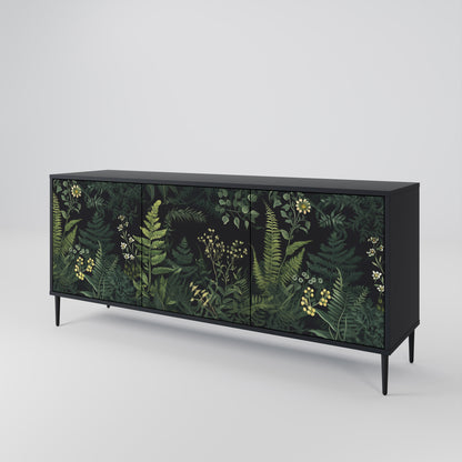 FERN FLOWERS 3-dörrars skänk i svart finish