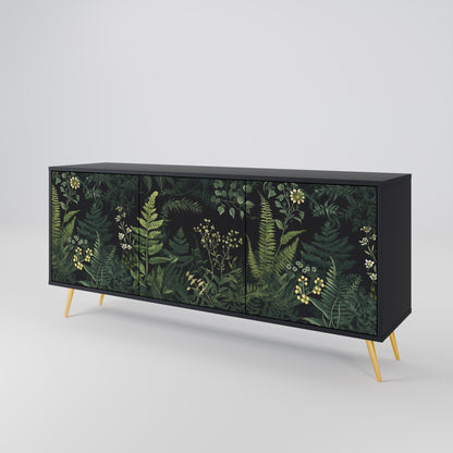 FERN FLOWERS 3-dörrars skänk i svart finish