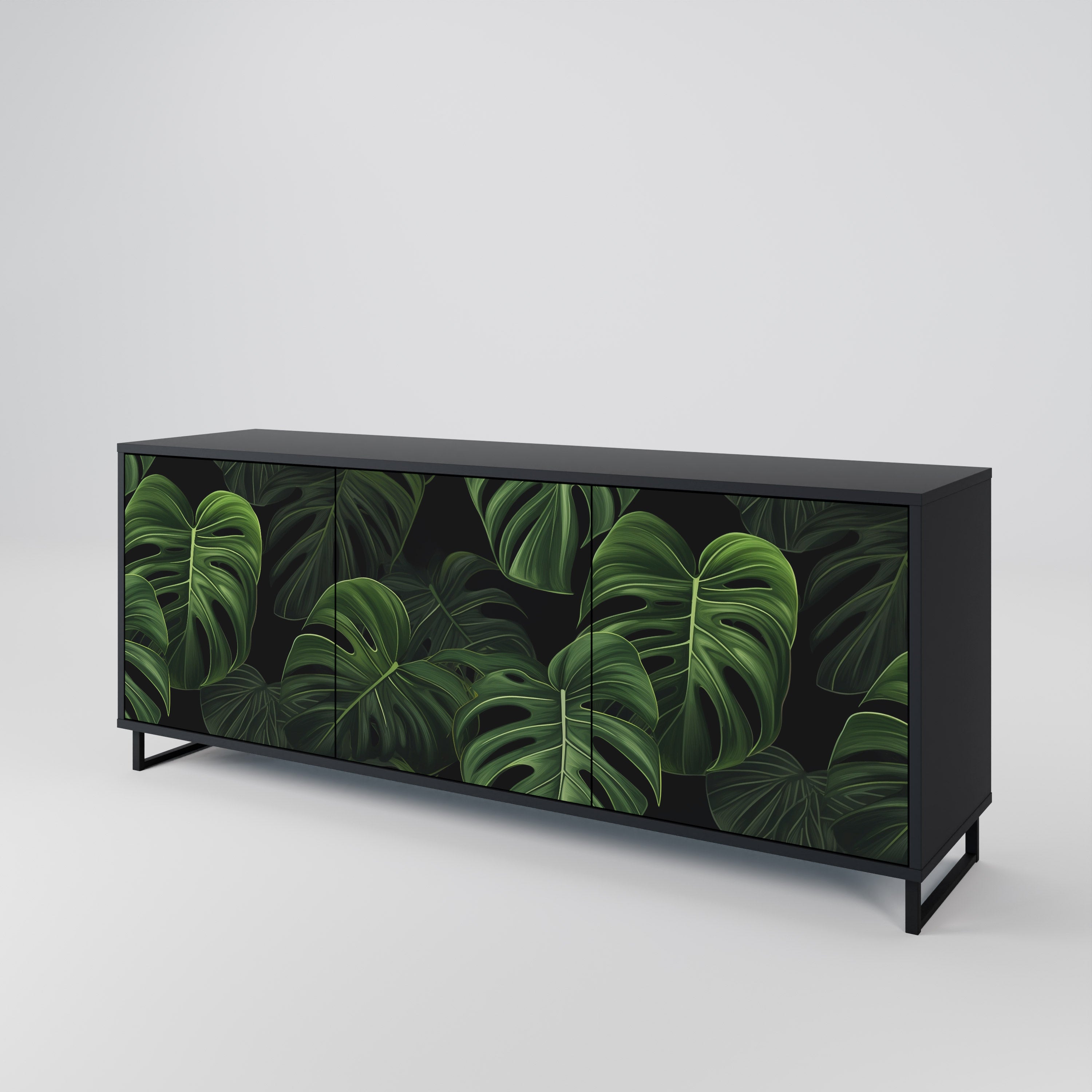INFINITE MONSTERA 3-dörrars skänk i svart finish