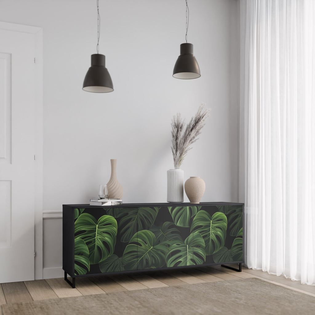 INFINITE MONSTERA 3-dörrars skänk i svart finish