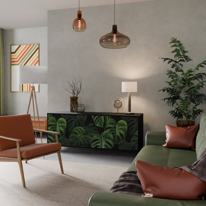 INFINITE MONSTERA 3-dörrars skänk i svart finish