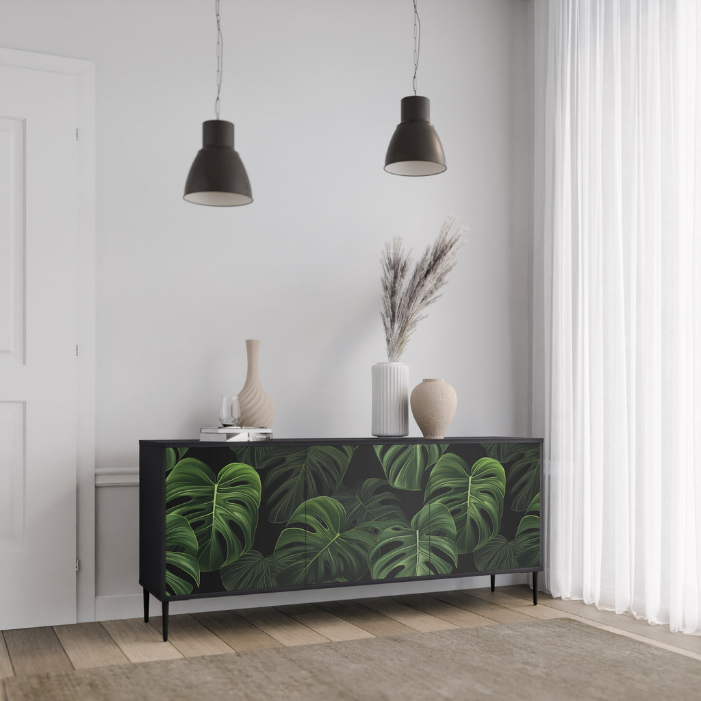 INFINITE MONSTERA 3-dörrars skänk i svart finish