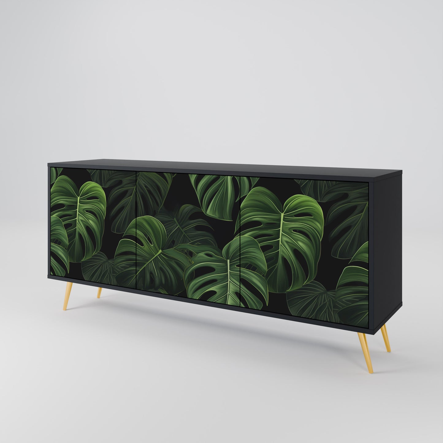 INFINITE MONSTERA 3-dörrars skänk i svart finish