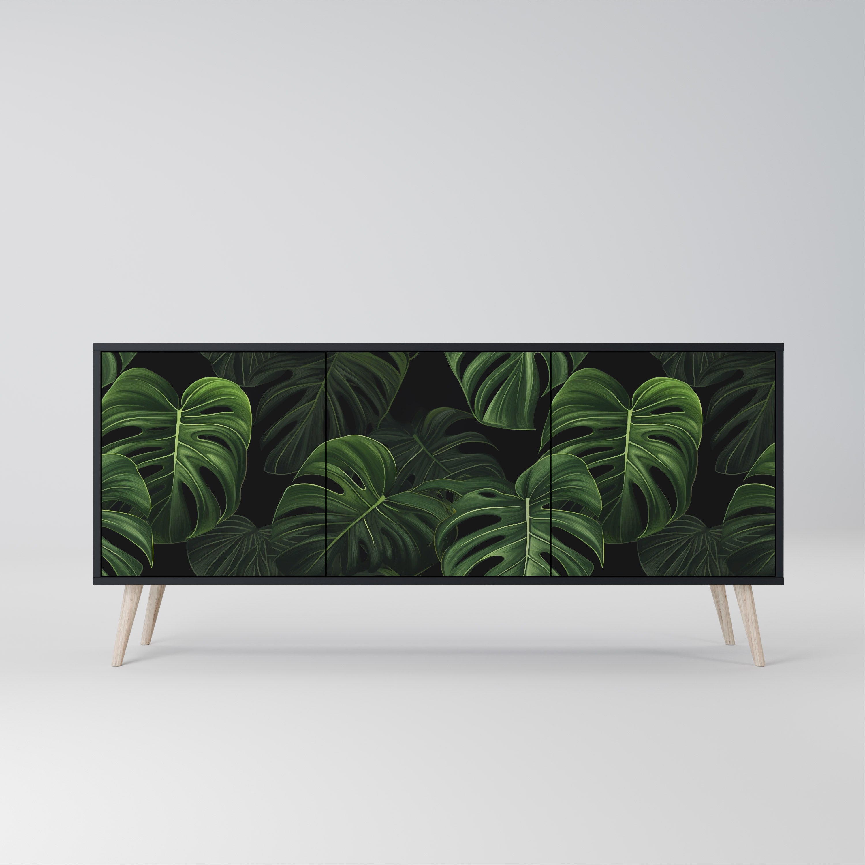 INFINITE MONSTERA 3-dörrars skänk i svart finish