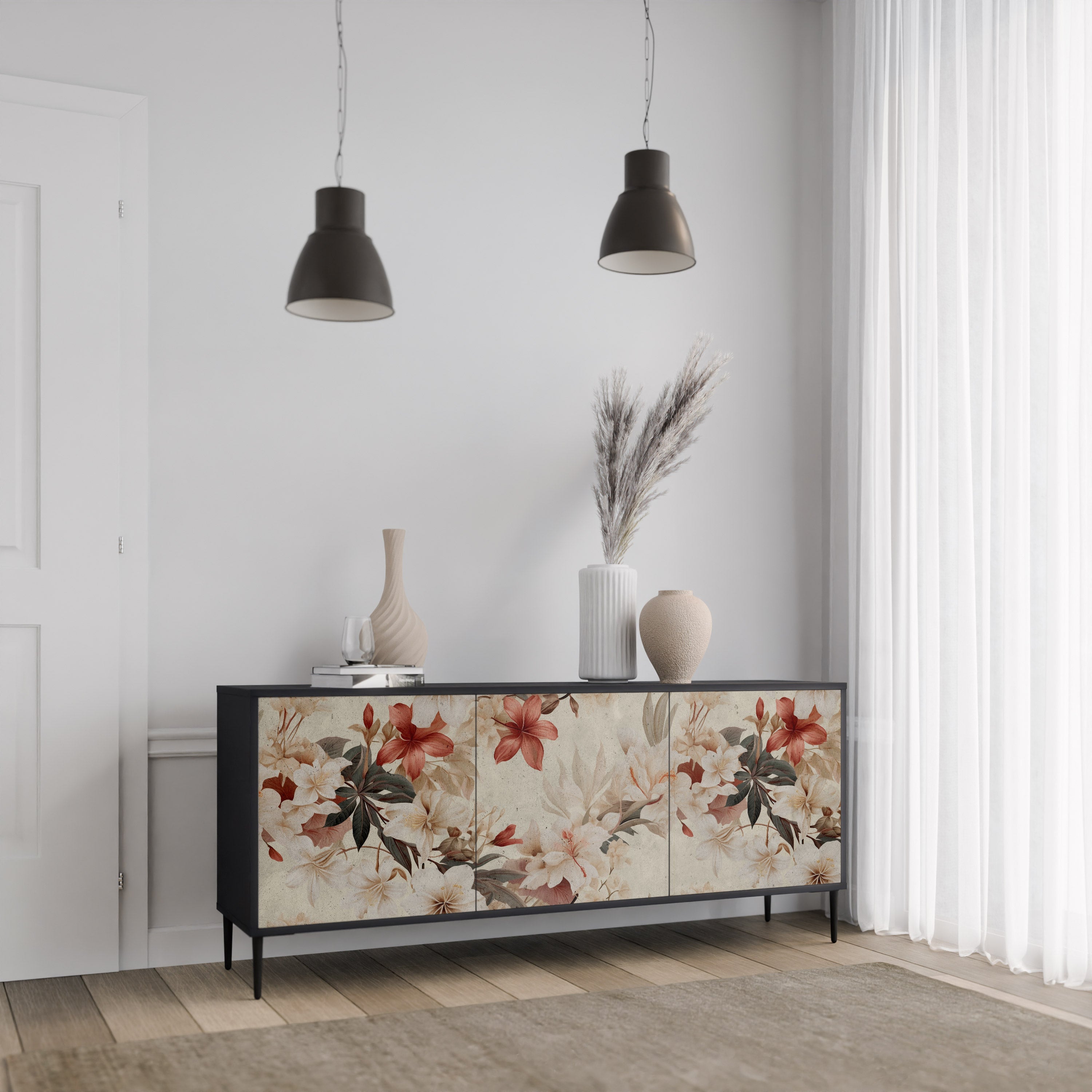 PETAL HARMONY 3-dörrars skänk i svart finish