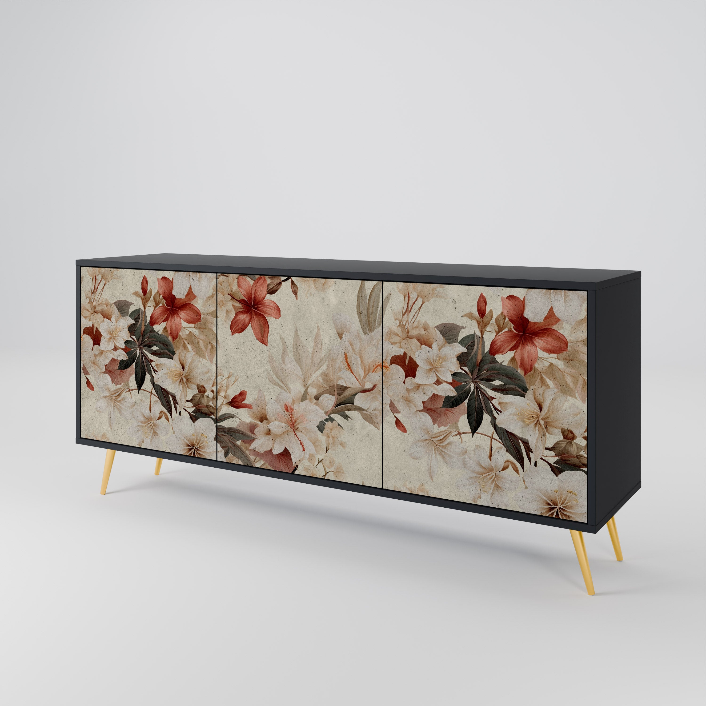 PETAL HARMONY 3-dörrars skänk i svart finish