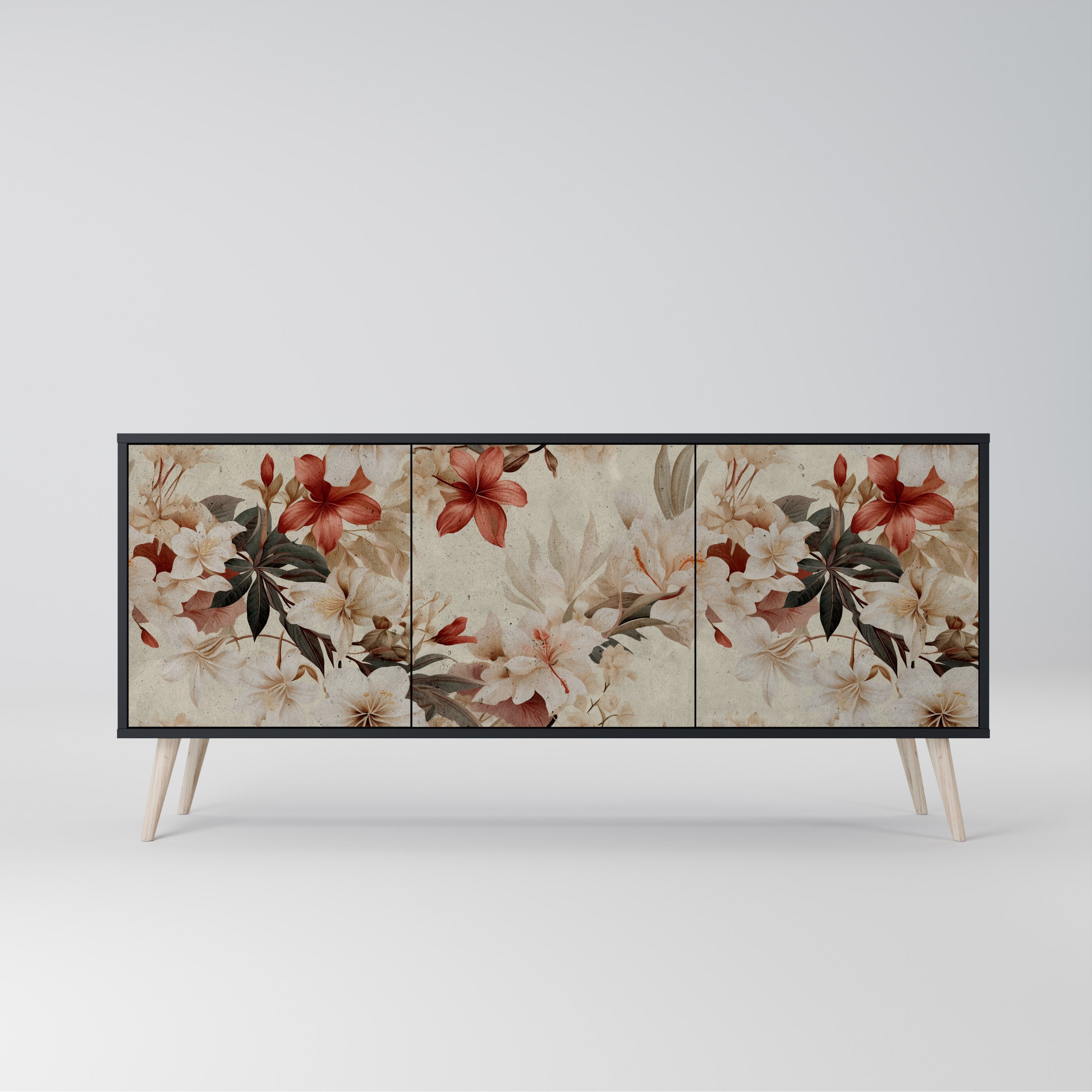 PETAL HARMONY 3-dörrars skänk i svart finish