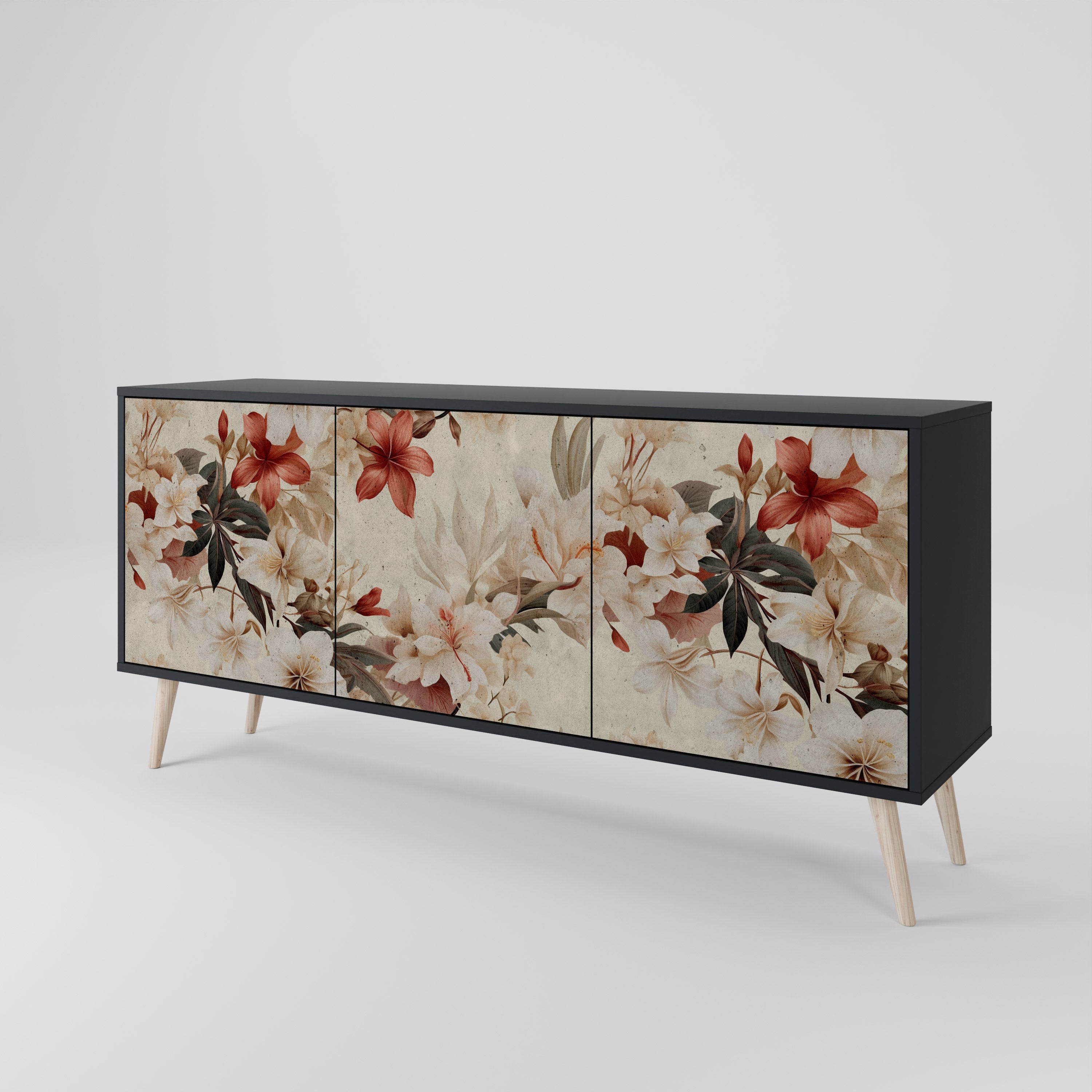PETAL HARMONY 3-dörrars skänk i svart finish