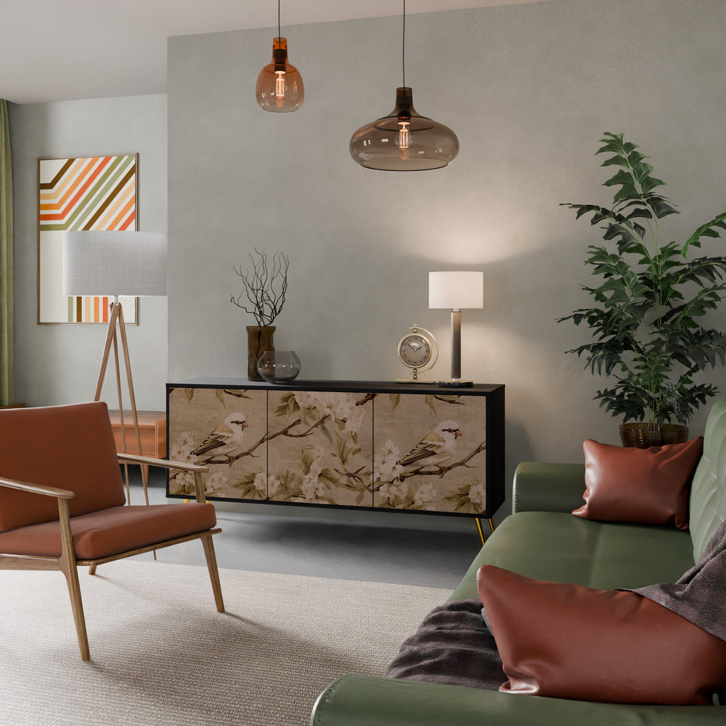 PETAL DISTINGUISH 3-dörrars skänk i svart finish