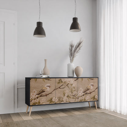PETAL DISTINGUISH 3-dörrars skänk i svart finish