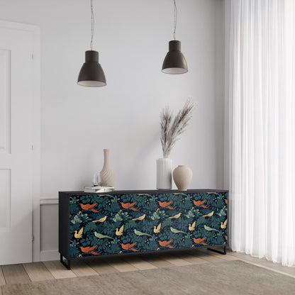 FOWL ORNAMENT 3-dörrars skänk i svart finish