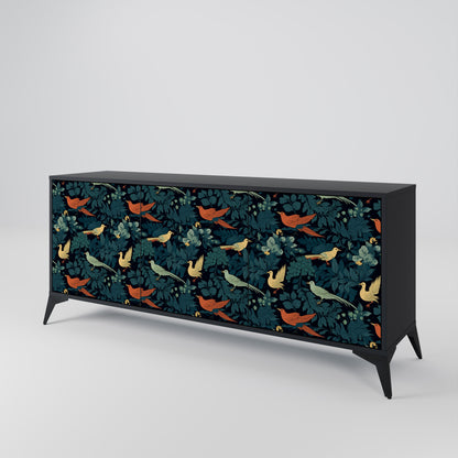 FOWL ORNAMENT 3-dörrars skänk i svart finish