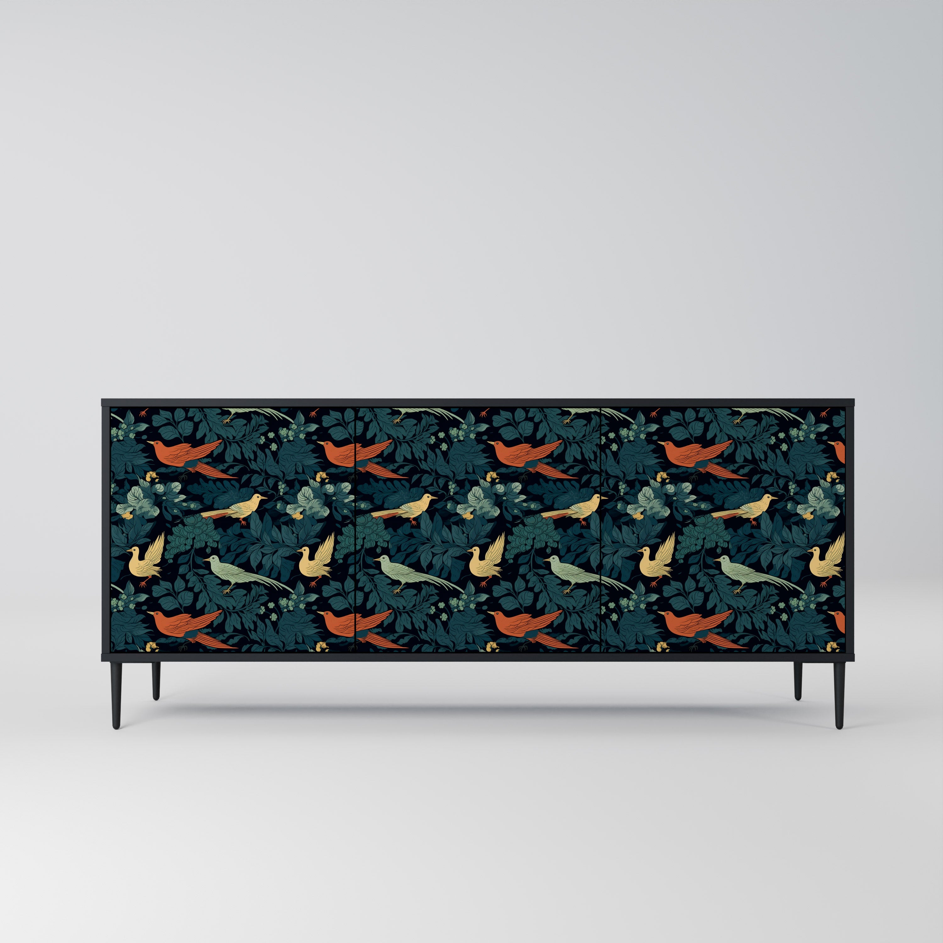 FOWL ORNAMENT 3-dörrars skänk i svart finish