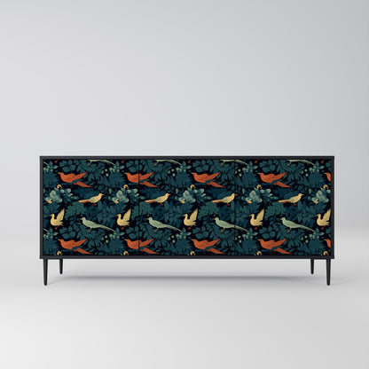 FOWL ORNAMENT 3-dörrars skänk i svart finish